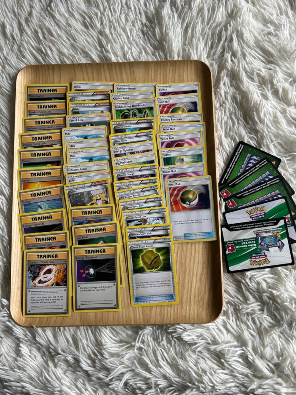 50 Trainer Card Lot, with 5 online code cards - Yellow, Blue, Red Trainer Cards